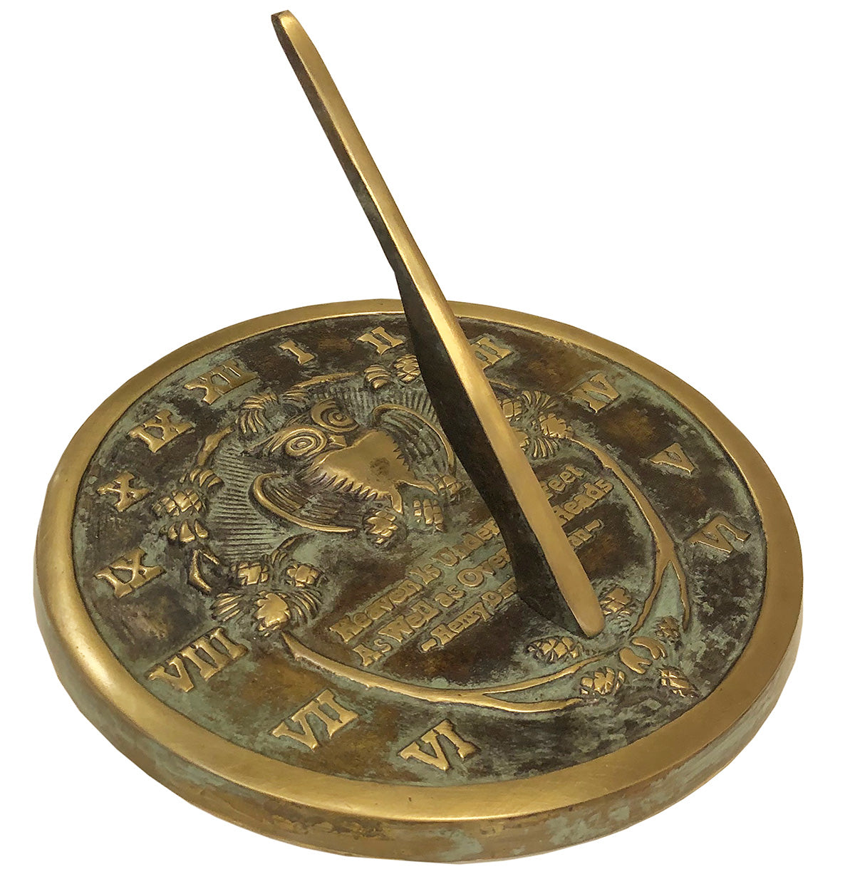 Solid Brass Thoreau Sundial, 8.5" dia Rome #2329