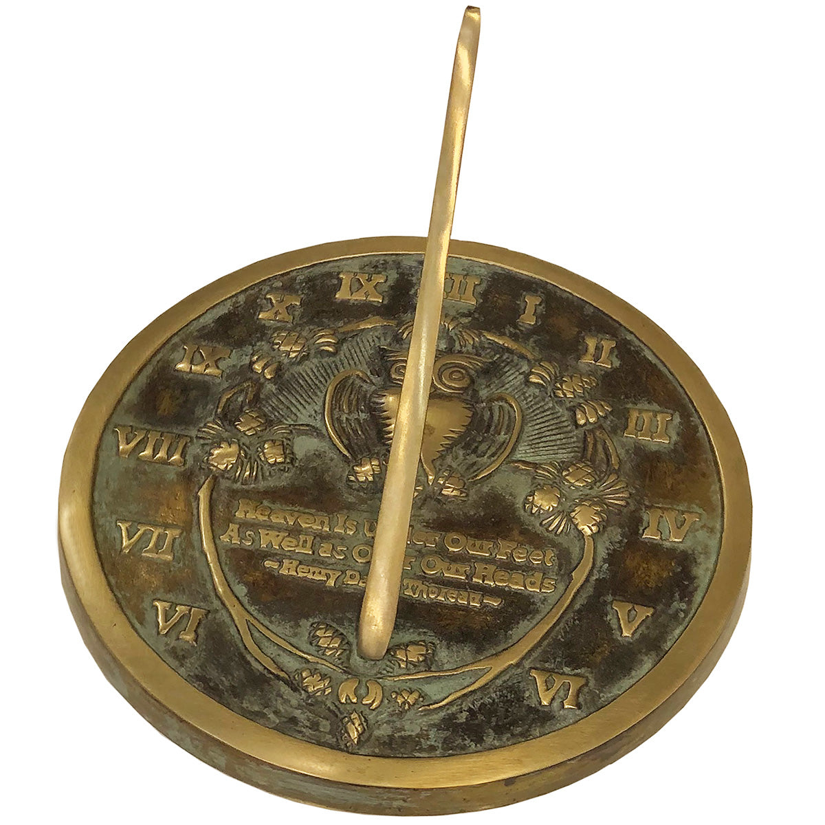 Solid Brass Thoreau Sundial, 8.5" dia Rome #2329