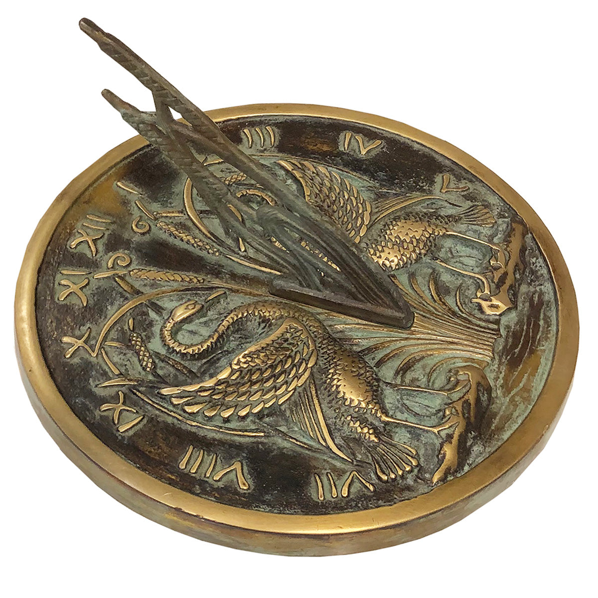 Solid Brass Swan Sundial, 10" dia Rome #2338