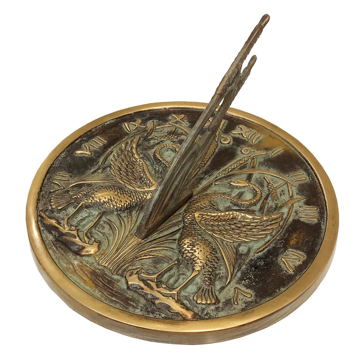 Solid Brass Swan Sundial, 10" dia Rome #2338