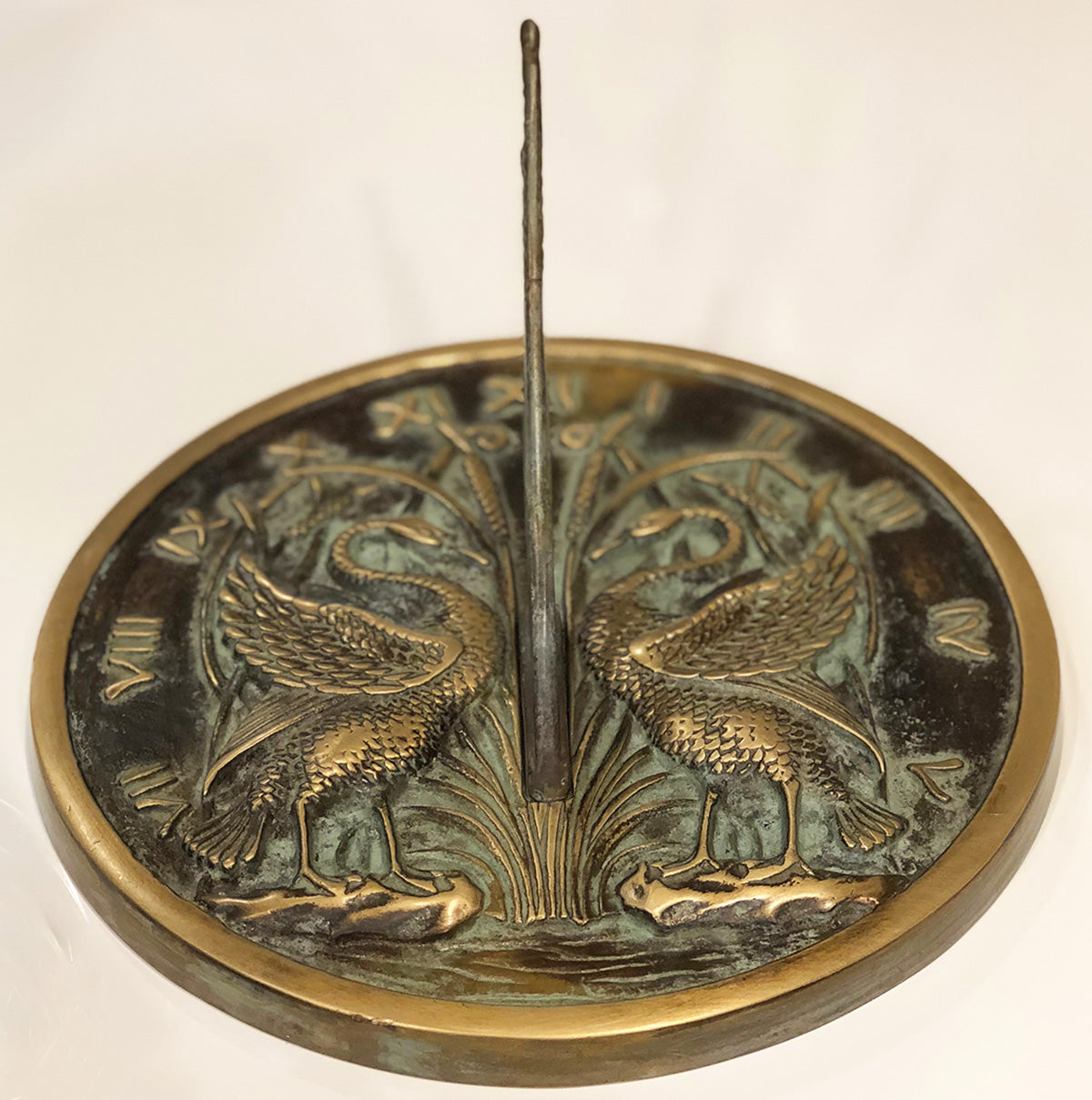 Solid Brass Swan Sundial, 10" dia Rome #2338