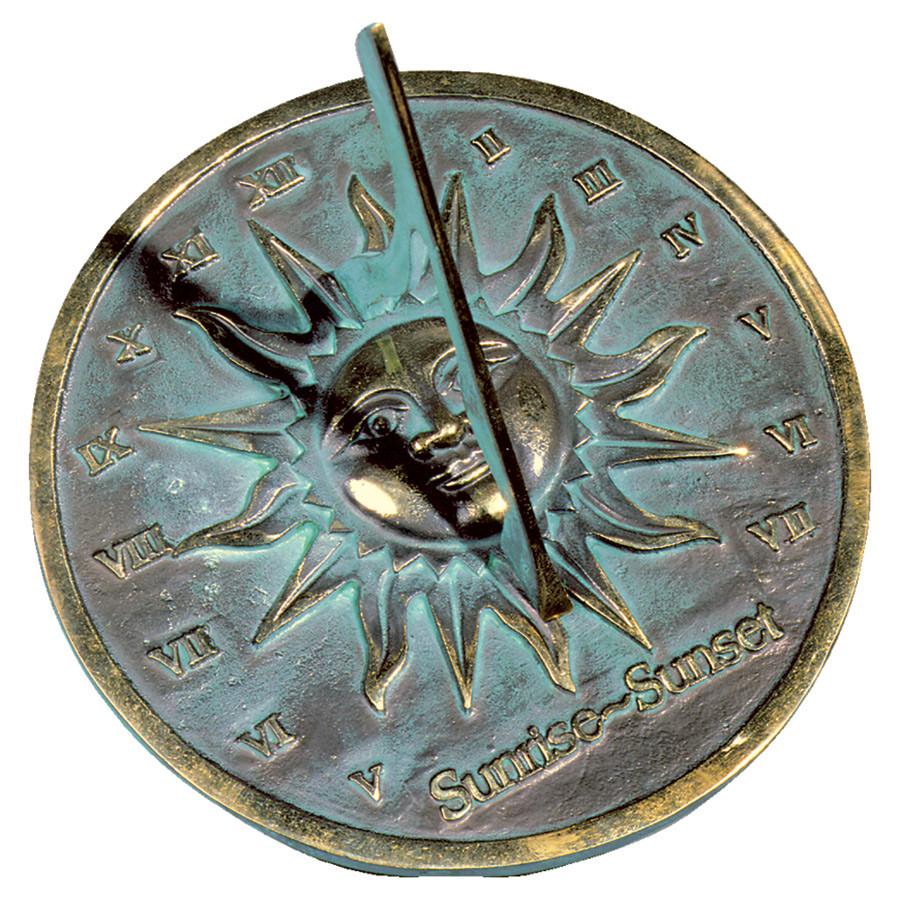 Solid Brass Sunrise-Sunset Sundial, 8.5" dia Rome #2370