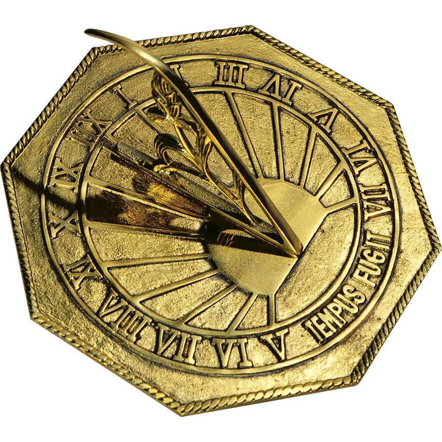 Solid Brass Classic Octagonal Sundial, 11" diag. Rome #2390