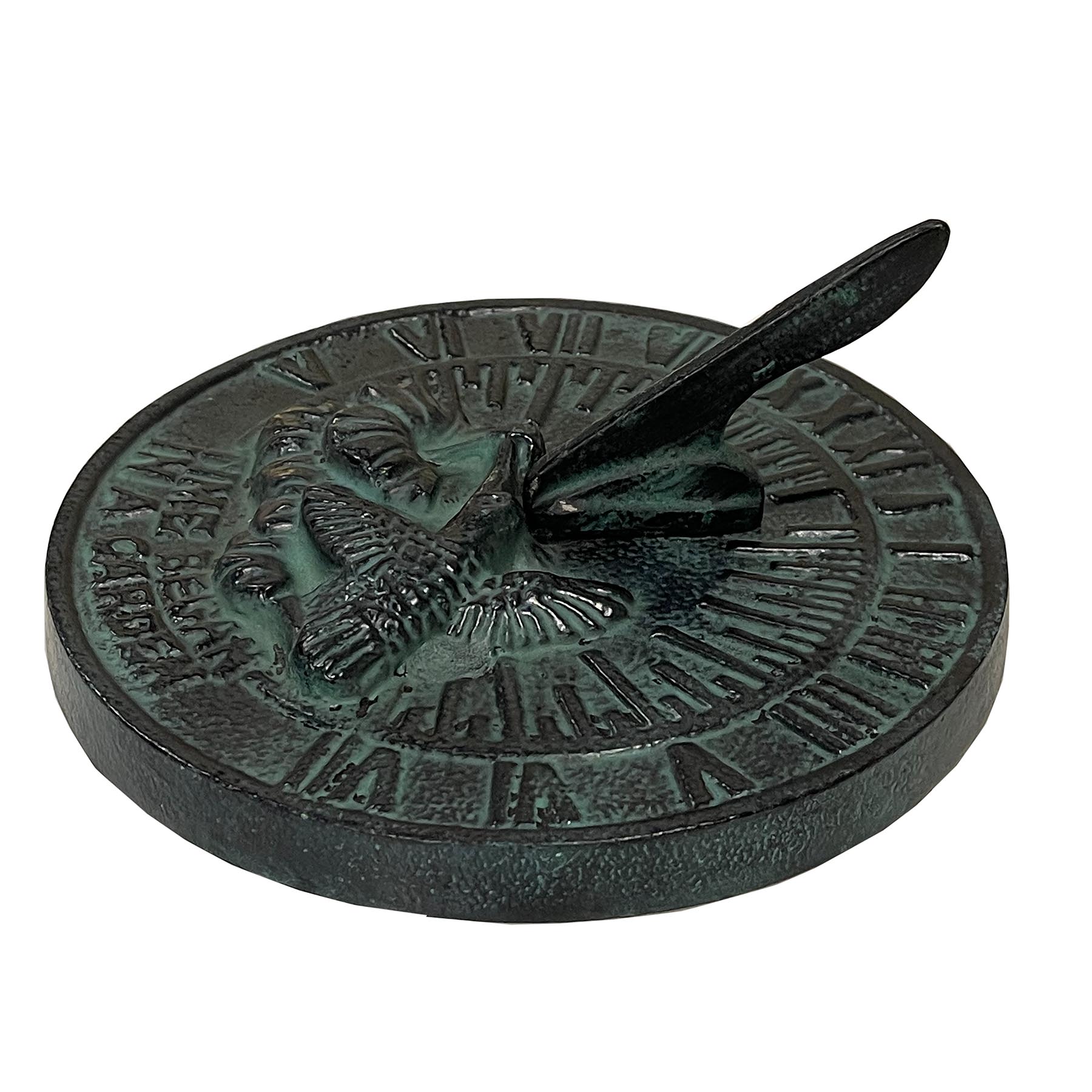 Cast Iron Hummingbird Sundial, 7 1/4" dia Rome #2532