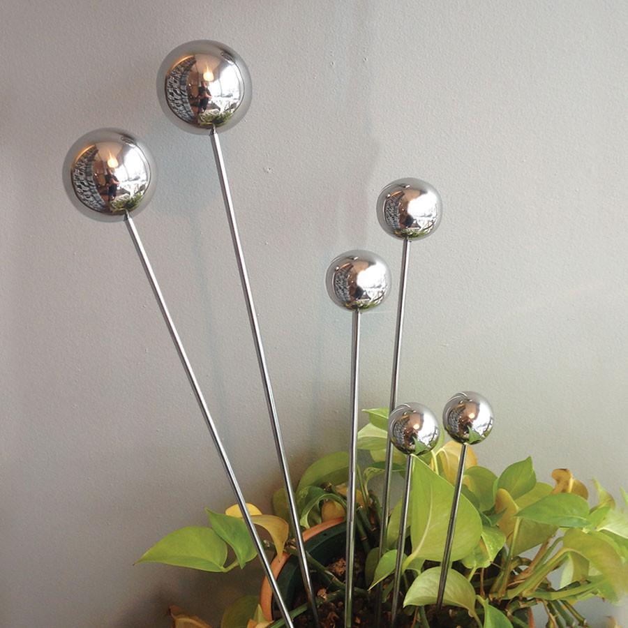 Mixed Set Of 6 Stainless Steel Garden Lollipop Stakes, Rome #CS-719